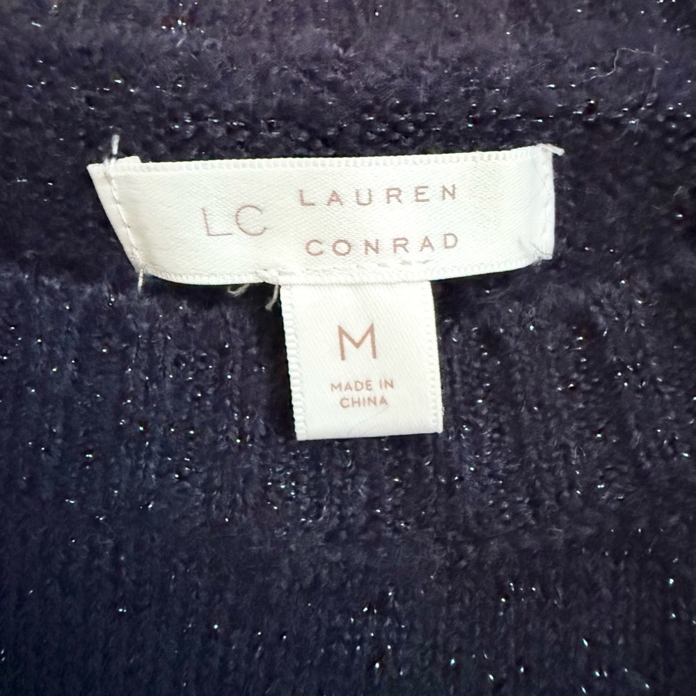 LC Lauren Conrad Ugly Xmas Sweater Navy Sweater with Sloth and Festive Lights - Picture 6 of 8